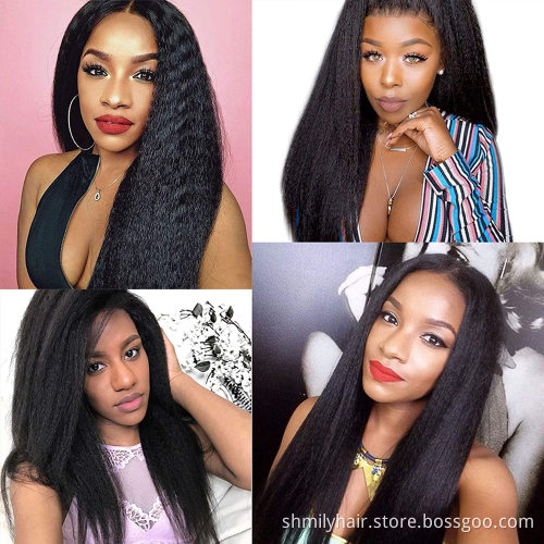 Wholesale Natural Color Kinky Straight HD Lace Front Wig Human Hair Wigs Fast Shipping Remy Virgin Human Hair Full Lace Wigs